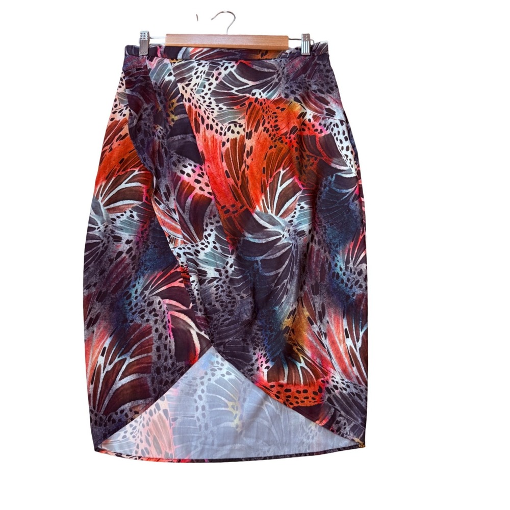 Revolve L'Academie Women Floral Print Wrap Mini Skirt Size L Tropical Maximalist